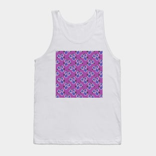 Retro Purple and Blue Floral Pattern Tank Top